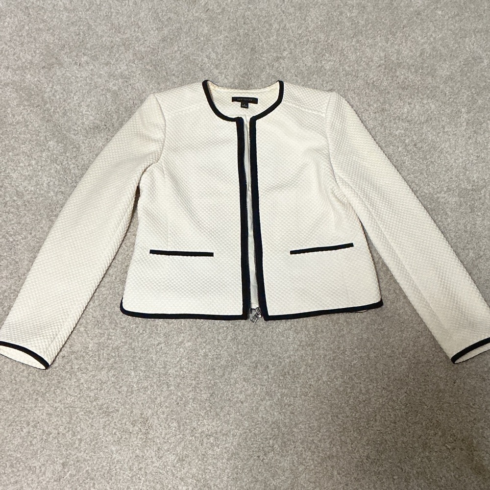 Ann Taylor Cream Blazer with Black Accents